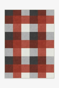 Promo 😍 Ruggable Buffalo Plaid Black & Red Rug 💯