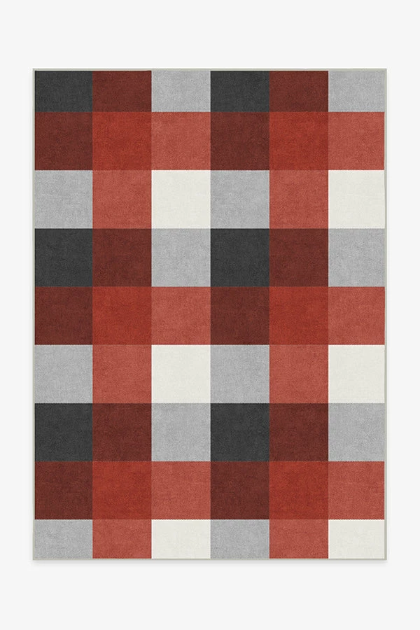 Promo 😍 Ruggable Buffalo Plaid Black & Red Rug 💯