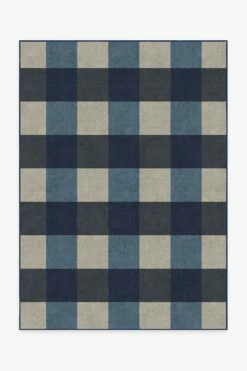 Promo ❤️ Ruggable Buffalo Plaid Blue & Ivory Rug 💯