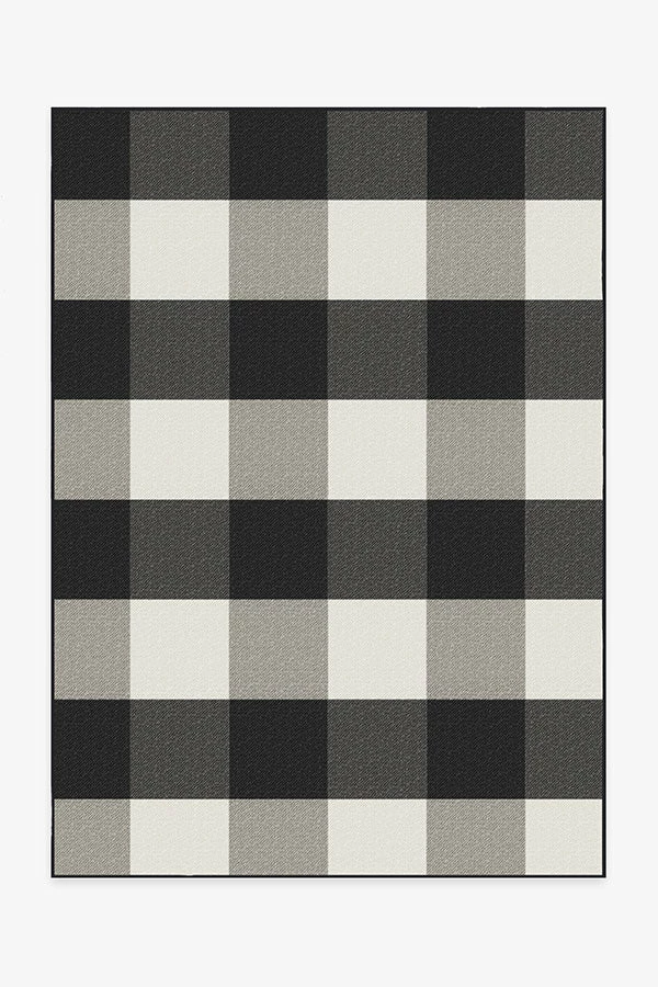 Hot Sale โ๏ธ Ruggable Outdoor Gingham Plaid Black & White Rug ๐งจ