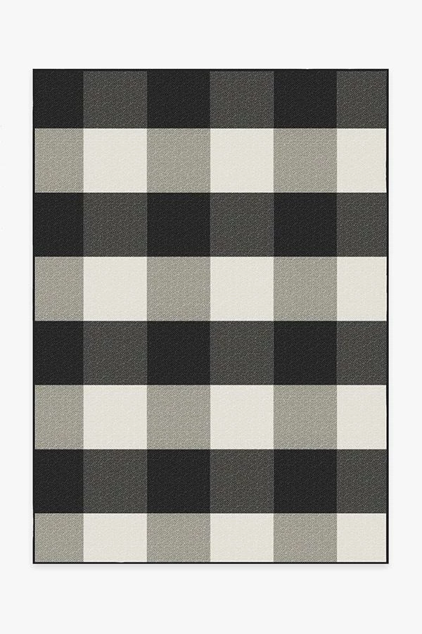 Hot Sale โ๏ธ Ruggable Outdoor Gingham Plaid Black & White Rug ๐งจ - Image 2