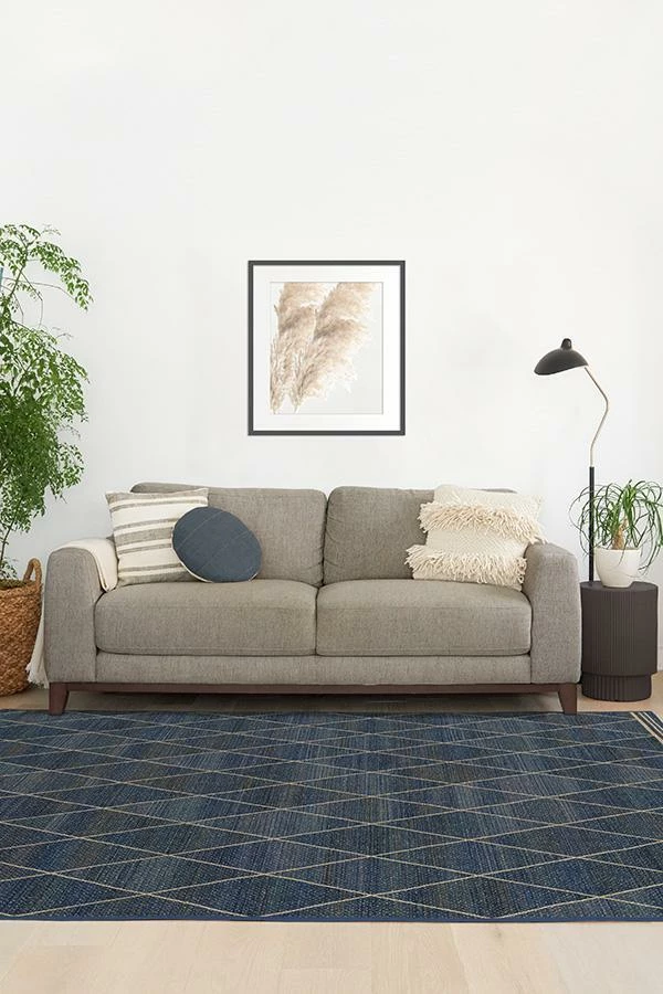 Wholesale ๐ Ruggable Harlequin Trellis Natural Navy Re-Jute Rug โ - Image 4