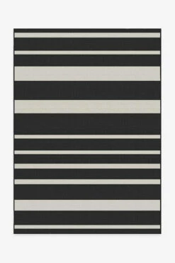 Hot Sale ❤️ Ruggable Outdoor Sailmaker Stripe Black Rug 🛒