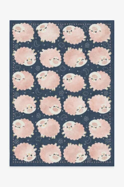 Flash Sale 🛒 Ruggable Sleepy Sheep Navy Pink Rug 🛒