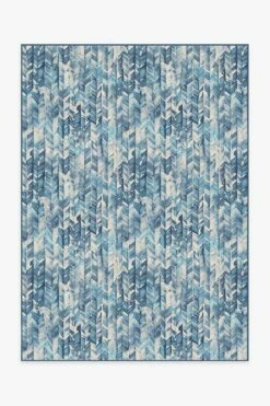 Outlet 💯 Ruggable Watercolor Herringbone Blue Rug 🔥