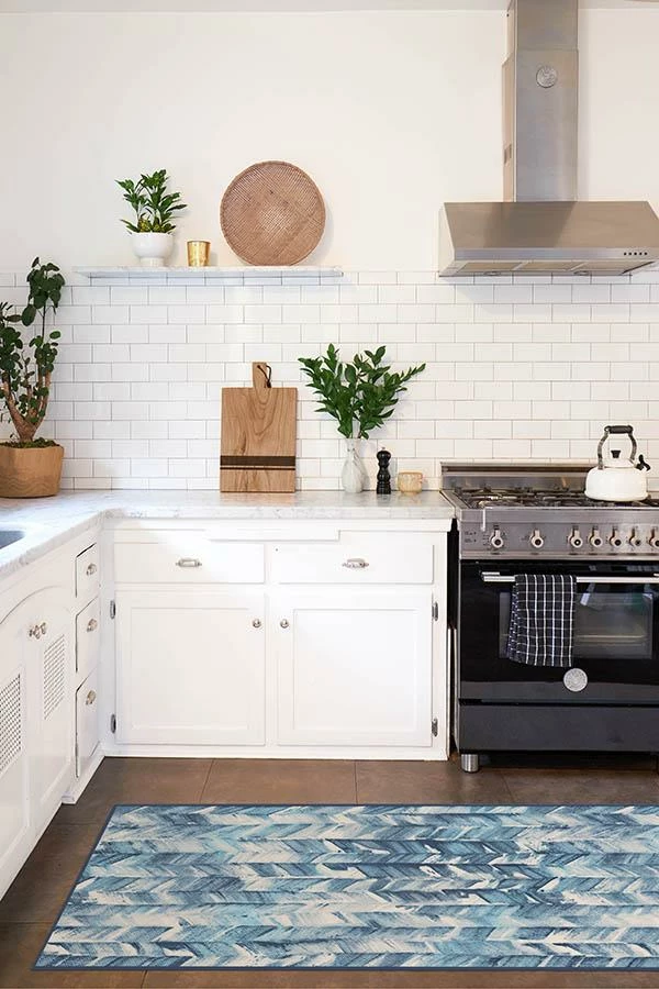 Outlet ๐ฏ Ruggable Watercolor Herringbone Blue Rug ๐ฅ - Image 8